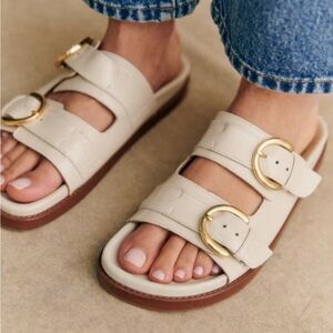 Sezane lenny low mules sandals, size 7 NWT